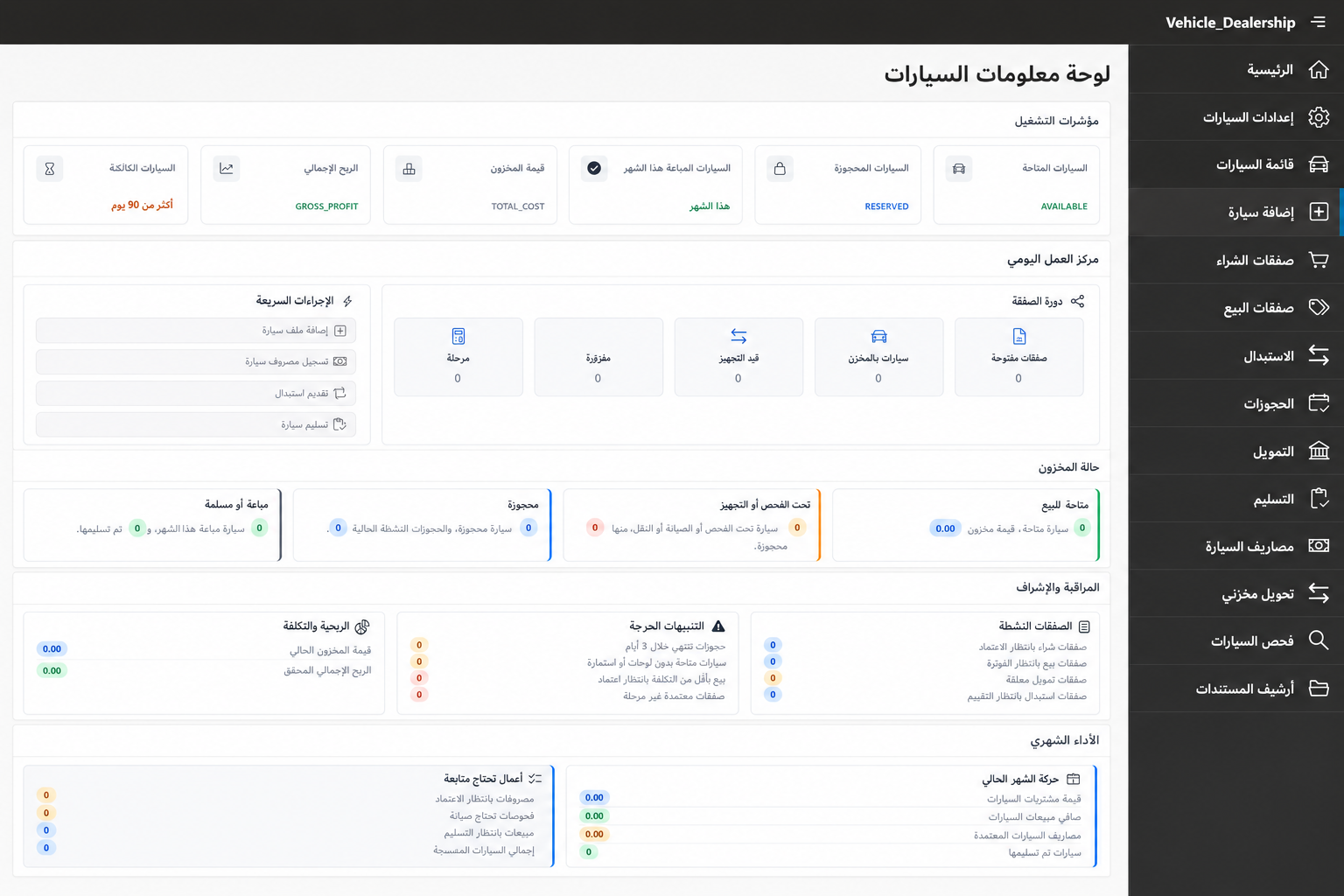 نظام ادارة معارض السيارات